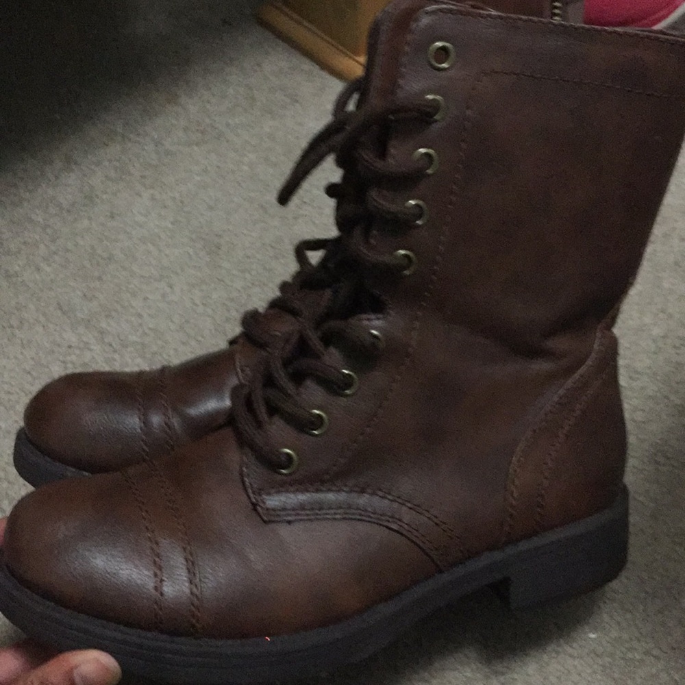 brown combat boots